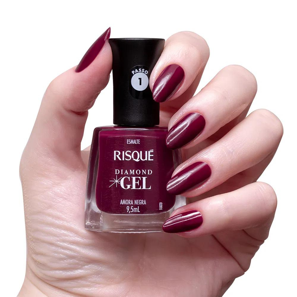 Esmalte Risqué Diamond Efeito Gel Amora Negra 9,5ml