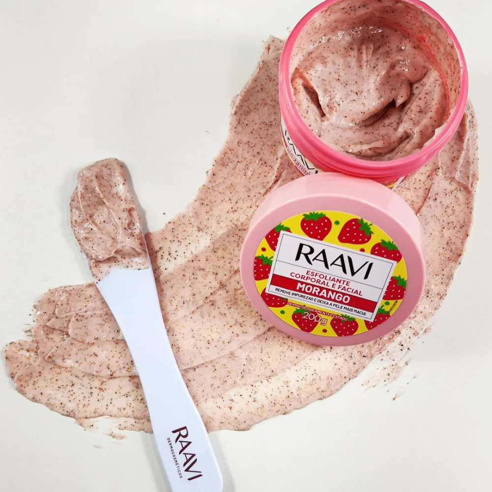 Esfoliante Corporal E Facial Morango Raavi 200g
