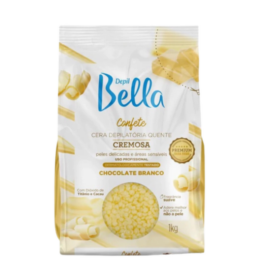 Cera Depilatória Confete Chocolate Branco Depil Bella 1kg