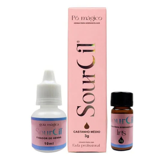 Kit Henna Sourcil Castanho Médio 3g E Fixador 10ml