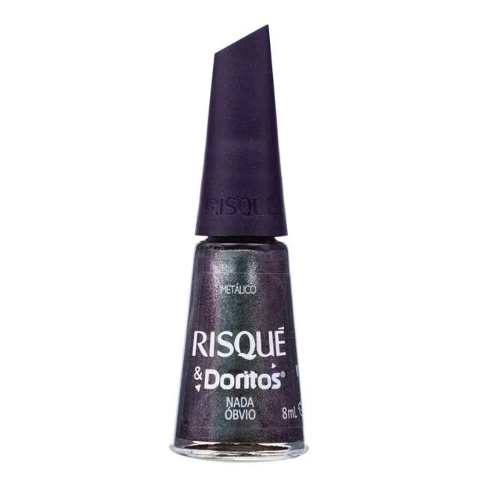 Esmalte Risqué & Doritos Metálico Nada Óbvio Cinza 8ml