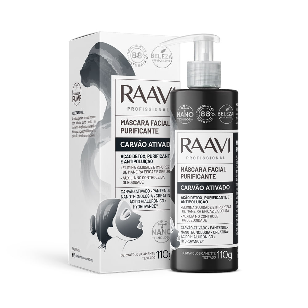 Máscara Facial Purificante Carvão Ativado Raavi 110g