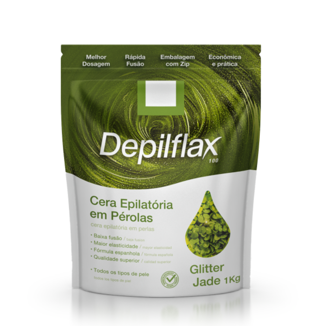 Cera Em Pérolas Glitter Jade Depilflax 1kg