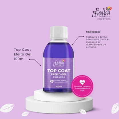 Refil Esmalte Bella Brazil Profissional Top Coat Efeito Gel 100ml