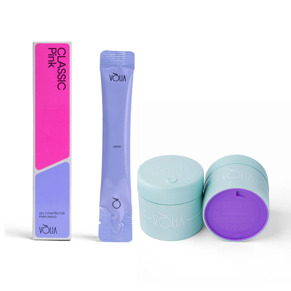 Kit Gel Refil Sachê Vòlia 14g Classic Pink + Pote Eco Vòlia 30g Verde Água