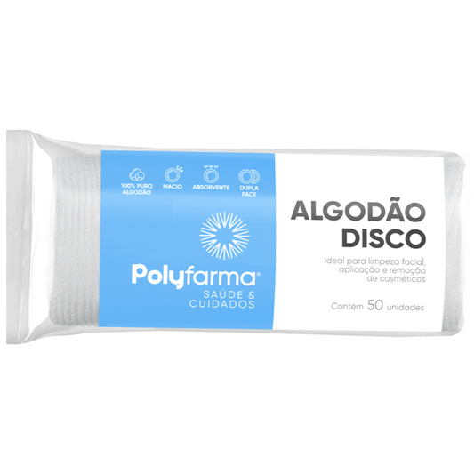 Algodão Polyfarma 50 Unidades Disco