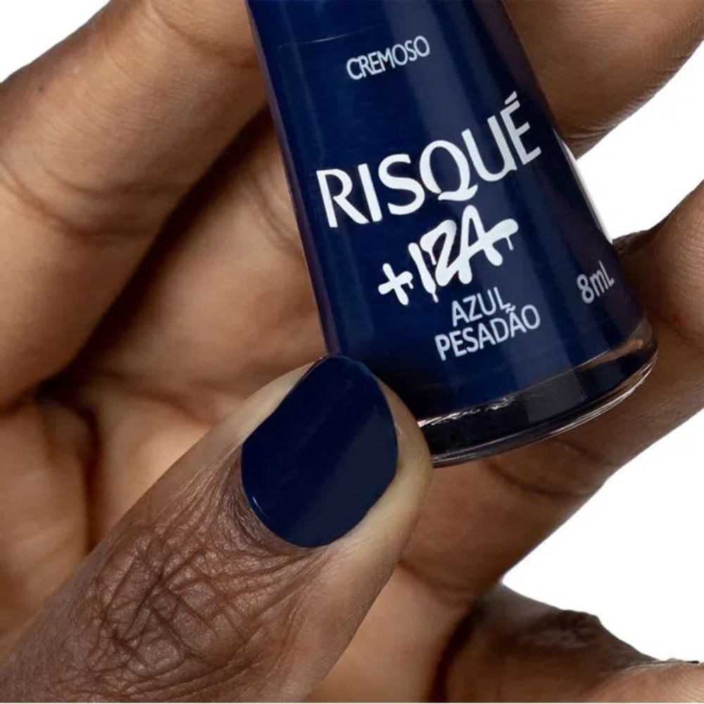 Esmalte Risqué Cremoso Azul Pesadão 8ml - Azul - + Iza