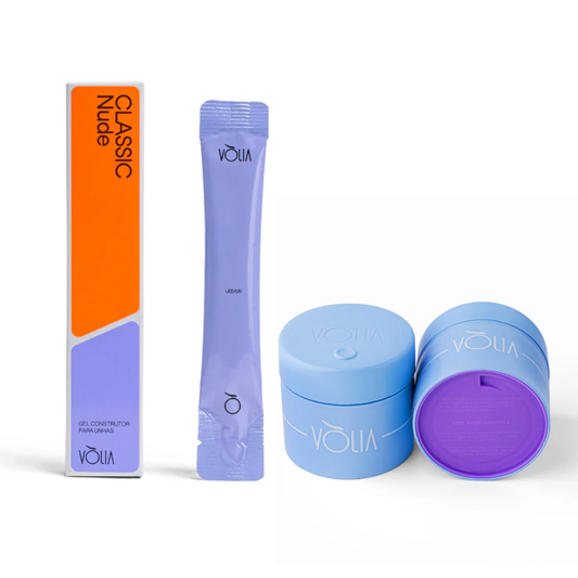 Kit Gel Refil Sachê Vòlia 14g Classic Nude + Pote Eco Vòlia 30g Azul Celeste