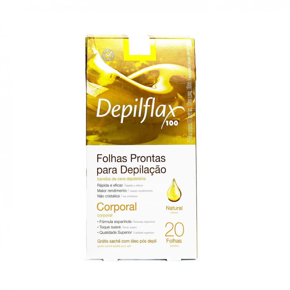 Cera Em Folhas Depilatórias Depilflax Corporal 20 Unidades Mel