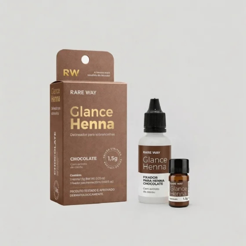 Kit 3 Hennas Glance Chocolate 1,5g  Rare Way