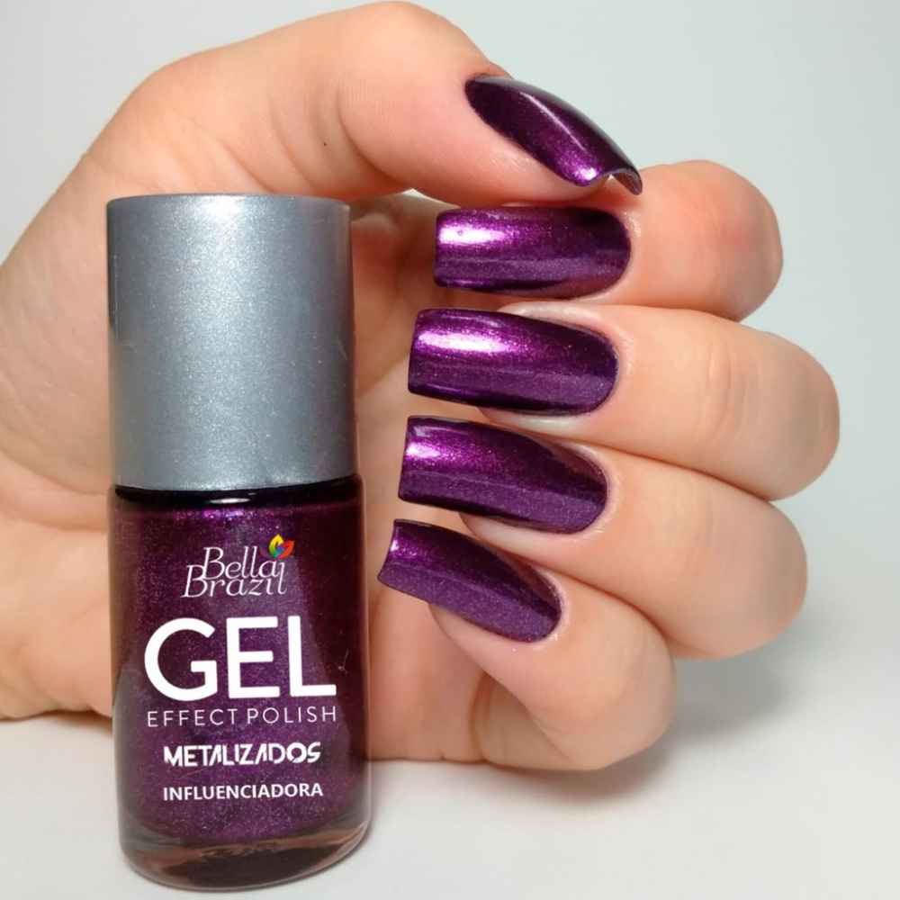 Esmalte Bella Brazil Efeito Gel Metalizado 215 Influenciadora 9ml
