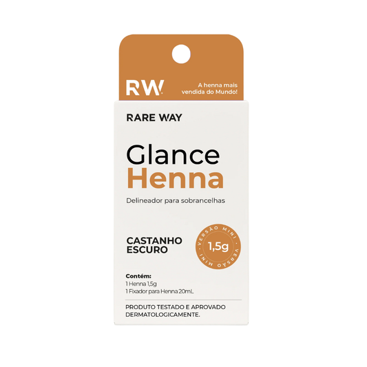 Kit Henna E Fixador Para Sobrancelhas Glance Mini Castanho Escuro Rare Way 1,5g