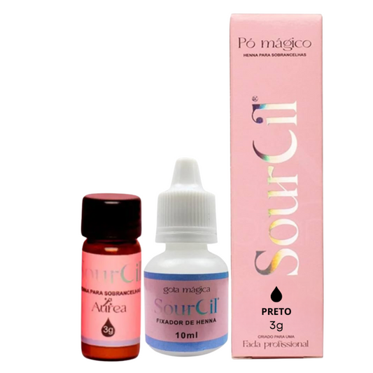 Kit Henna Sourcil Preto 3g E Fixador 10ml