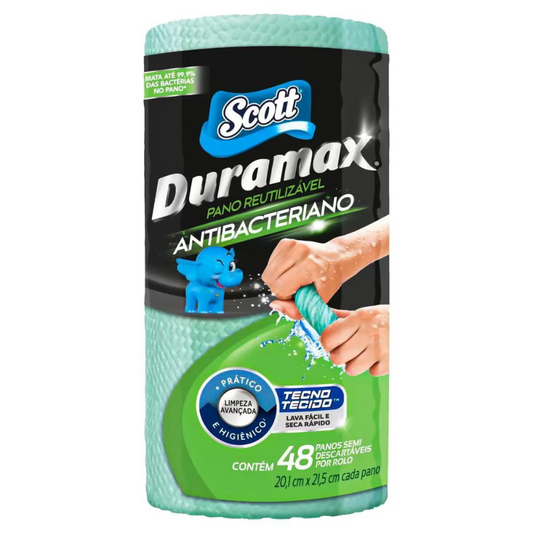 Pano Reutilizável Em Rolo Scott Duramax 48 Unidades Verde antibactericida