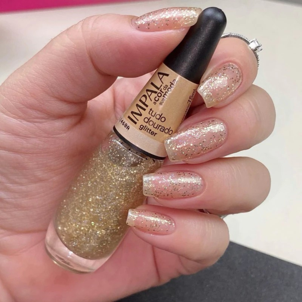 Esmalte Impala Glitter A Cor da Sua Moda Tudo Dourado 7,5ml