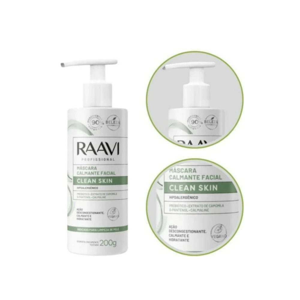 Máscara Calmante Facial Clean Skin Raavi 200g