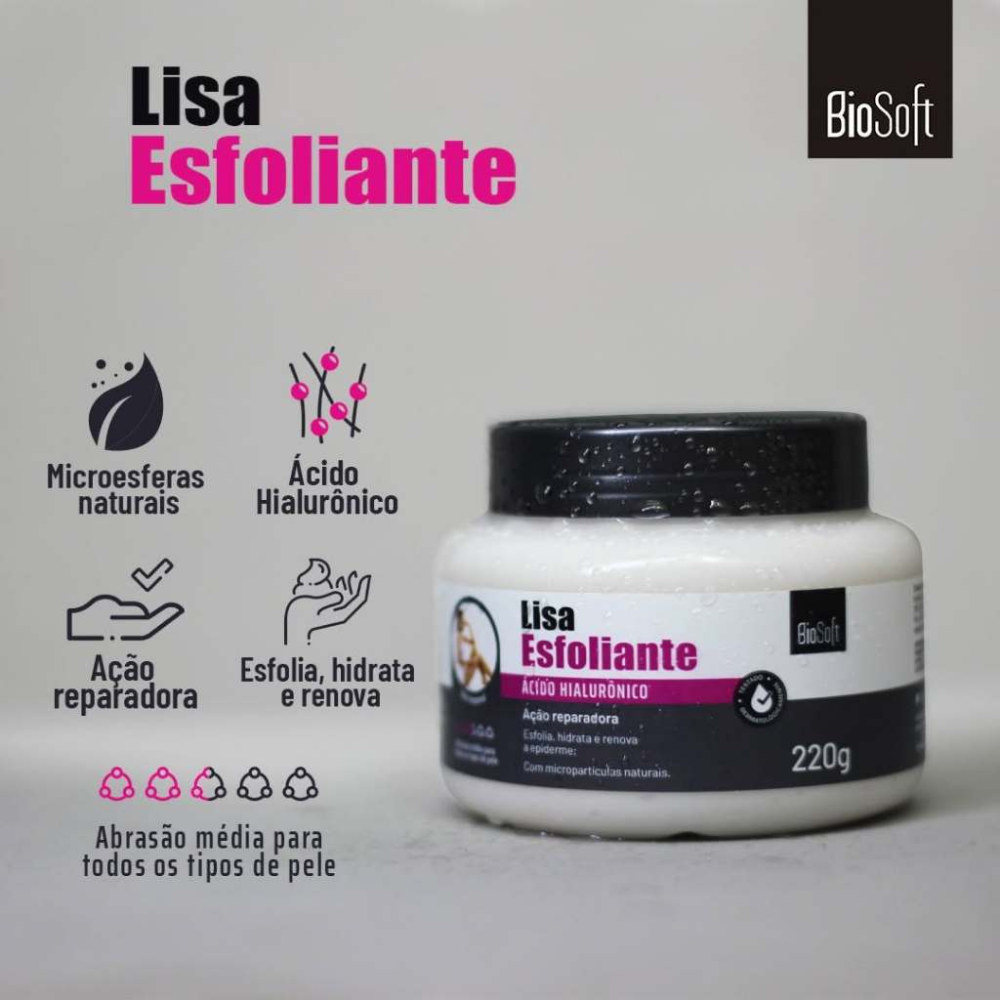Creme Esfoliante Lisa Bio Soft 220g Ácido Hialurônico