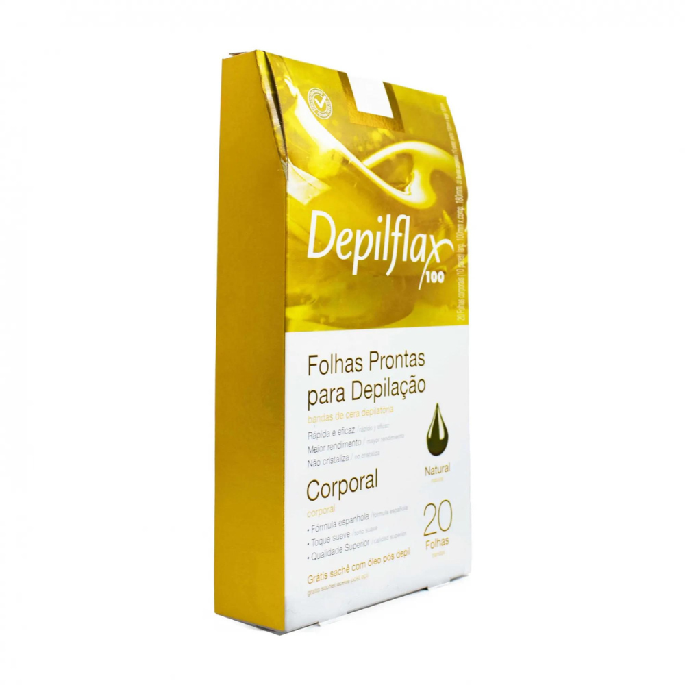 Cera Em Folhas Depilatórias Depilflax Corporal 20 Unidades Mel