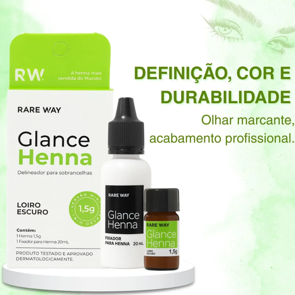 Kit Henna E Fixador Para Sobrancelhas Glance Mini Loiro Escuro Rare Way 1,5g