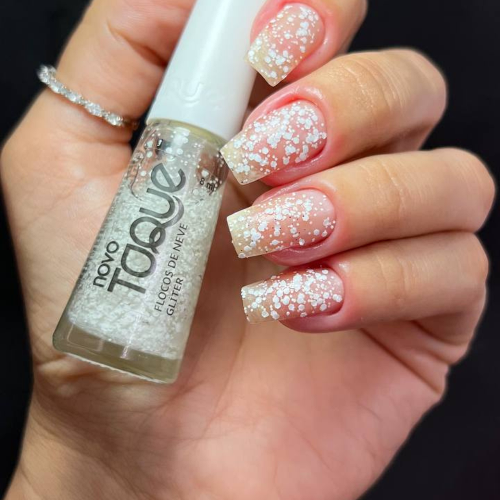 Esmalte Novo Toque Glitter Flocos De Neve 8ml