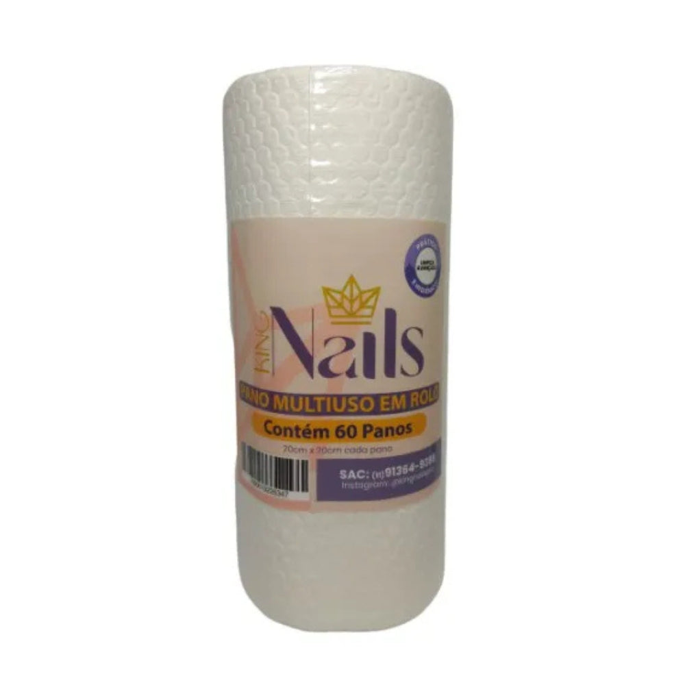 Pano Multiuso Em Rolo C/ 60 Unidades 20x20cm King Nails