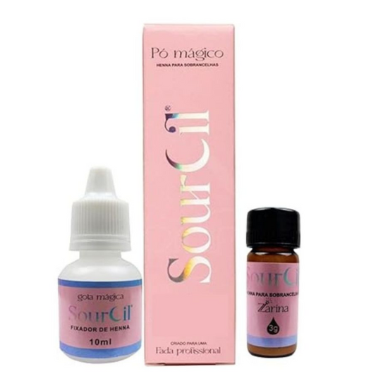 Kit Henna Sourcil Castanho Escuro 3g E Fixador 10ml