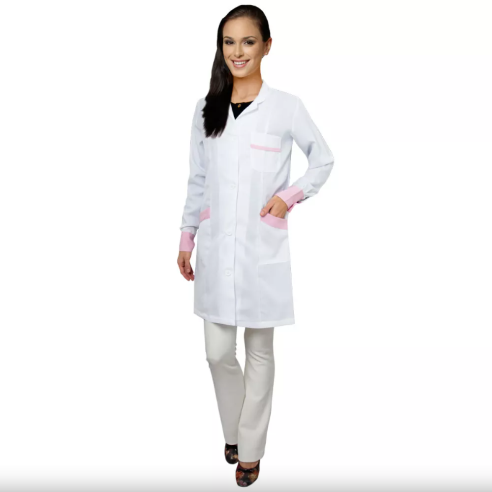Jaleco Feminino Em Oxford Modelo Paris Branco Santa Clara