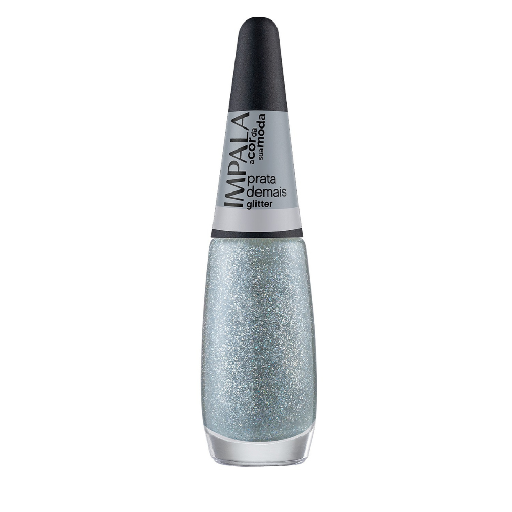 Esmalte Impala Glitter A Cor Da Sua Moda Prata Demais 7,5ml