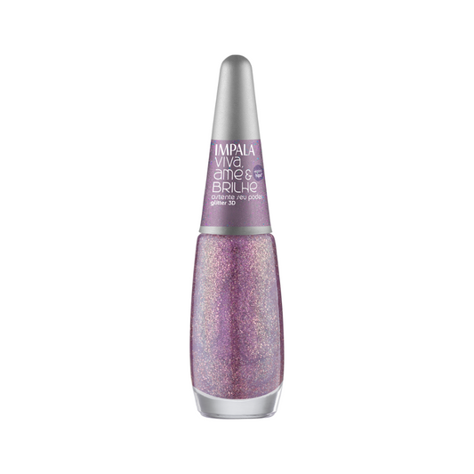Esmalte Impala Viva, Ame e Brilhe Glitter 3D Ostente Seu Poder 7,5ml