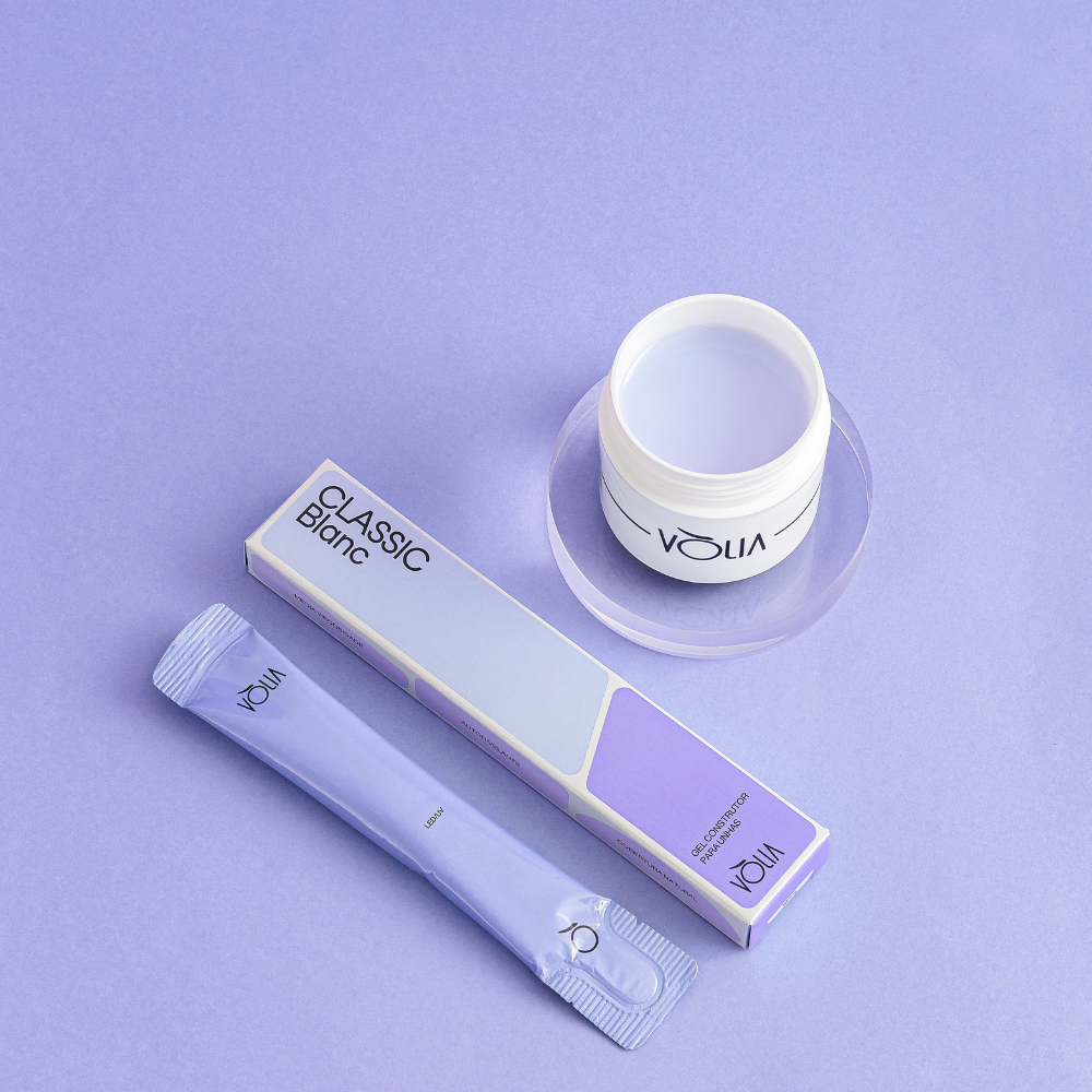Kit Gel Refil Sachê Vòlia 14g  Classic Blanc + Pote Eco Vòlia 30g Lavanda