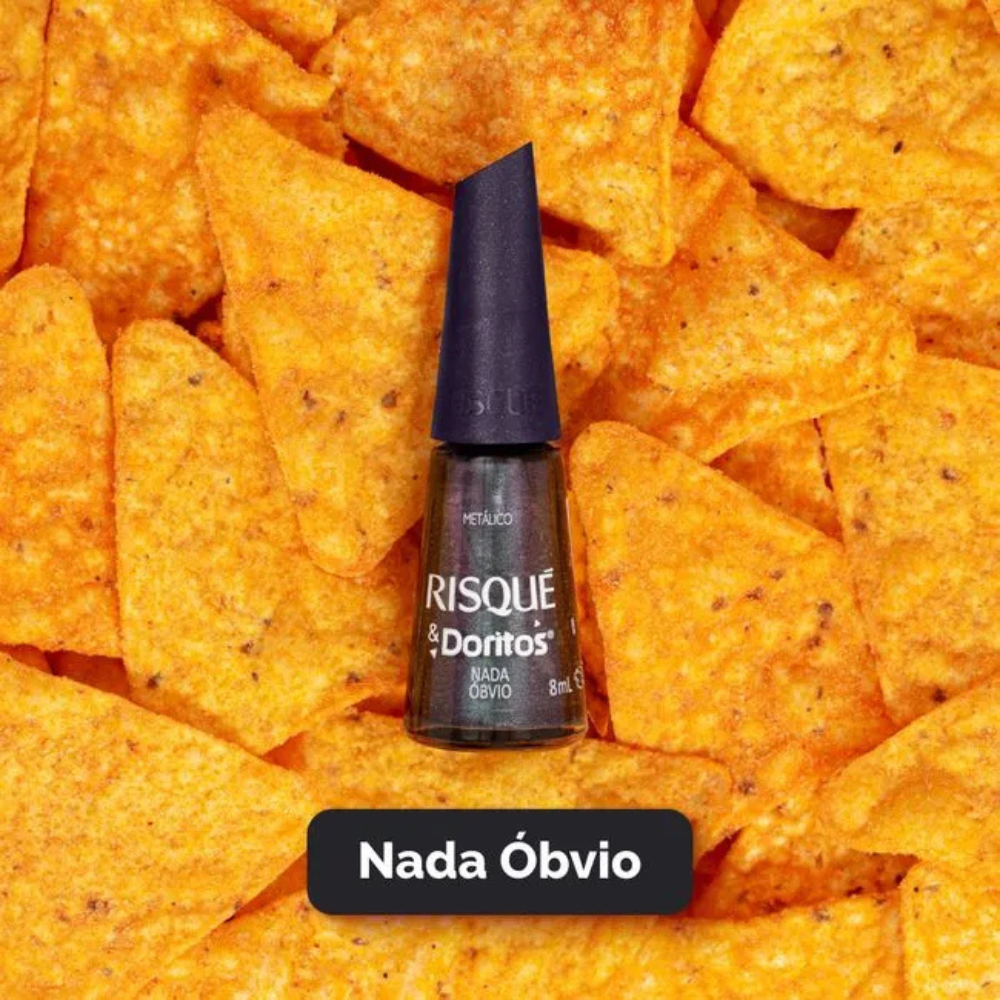 Esmalte Risqué & Doritos Metálico Nada Óbvio Cinza 8ml