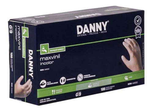 Caixa De Luvas Danny Em Maxvinil Transparente 100 Unidades