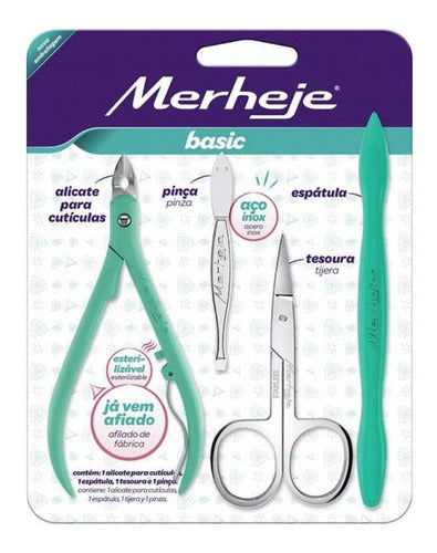 Kit Alicate, Pinça, Tesoura e Espátula Merheje