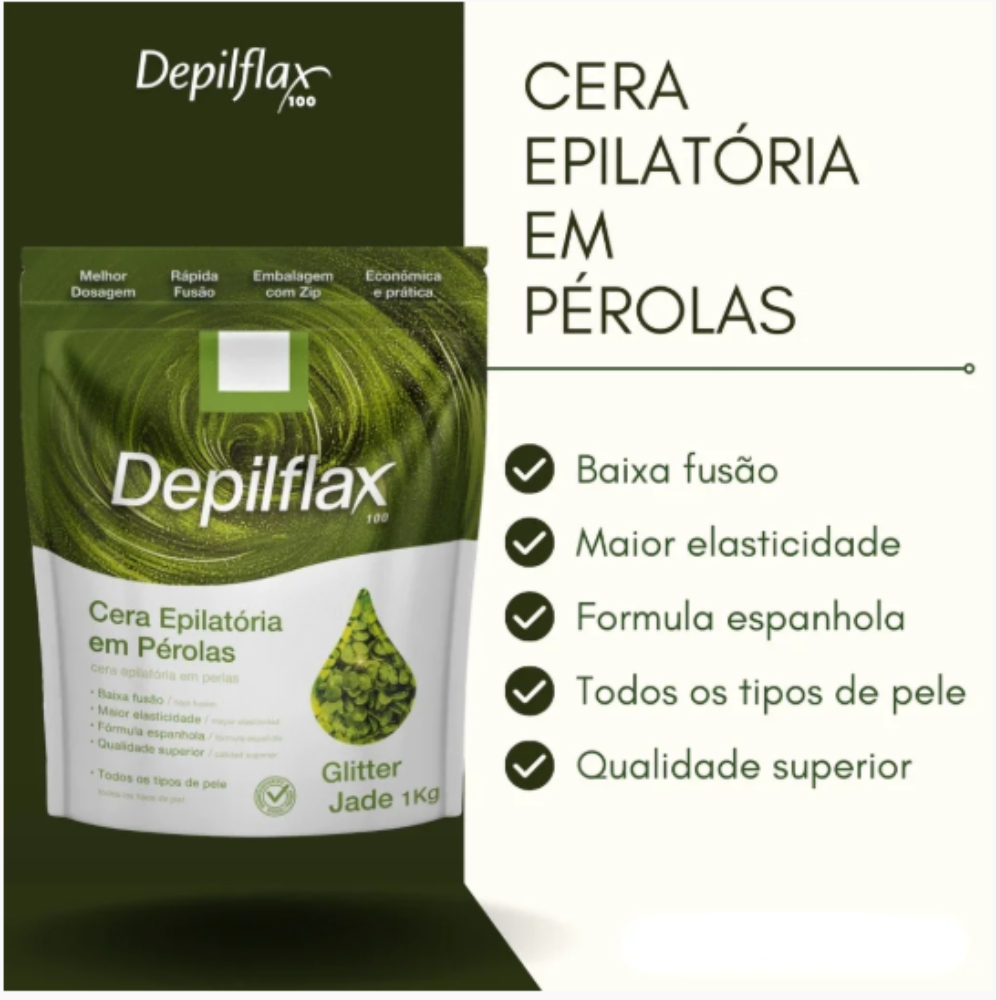 Cera Em Pérolas Glitter Jade Depilflax 1kg