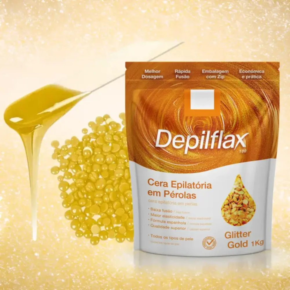 Cera Em Pérolas Glitter Gold Depilflax 1kg