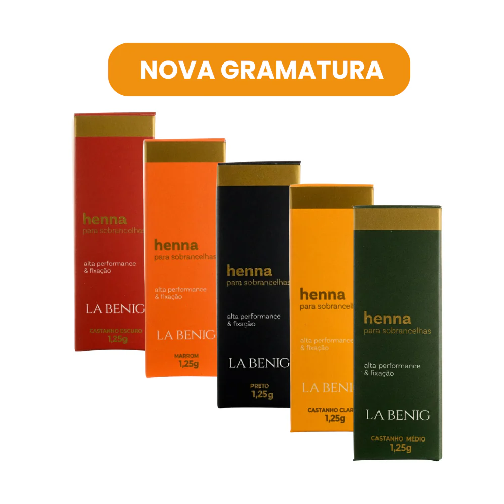 Kit La Benig Henna E Fixador Profissional Castanho Claro 1,25g
