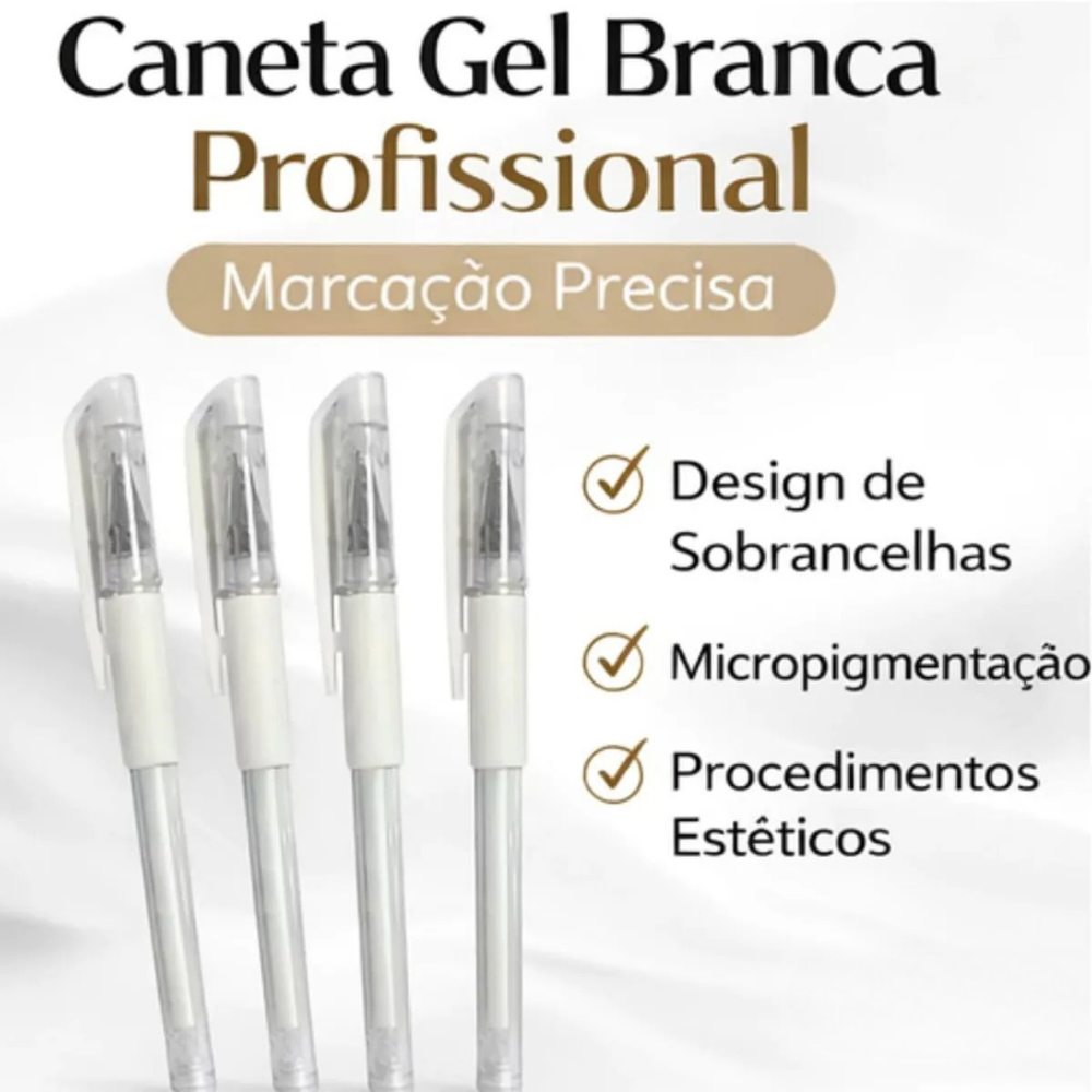 Caneta Em Gel Para Marcação De Sobrancelhas Com 2 Refis Branca
