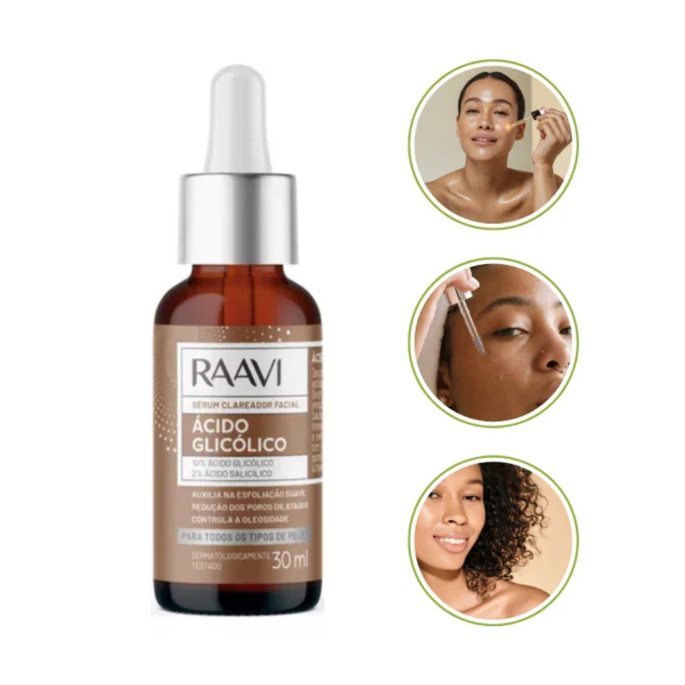 Sérum Facial Clareador Ácido Glicólico Raavi 30ml