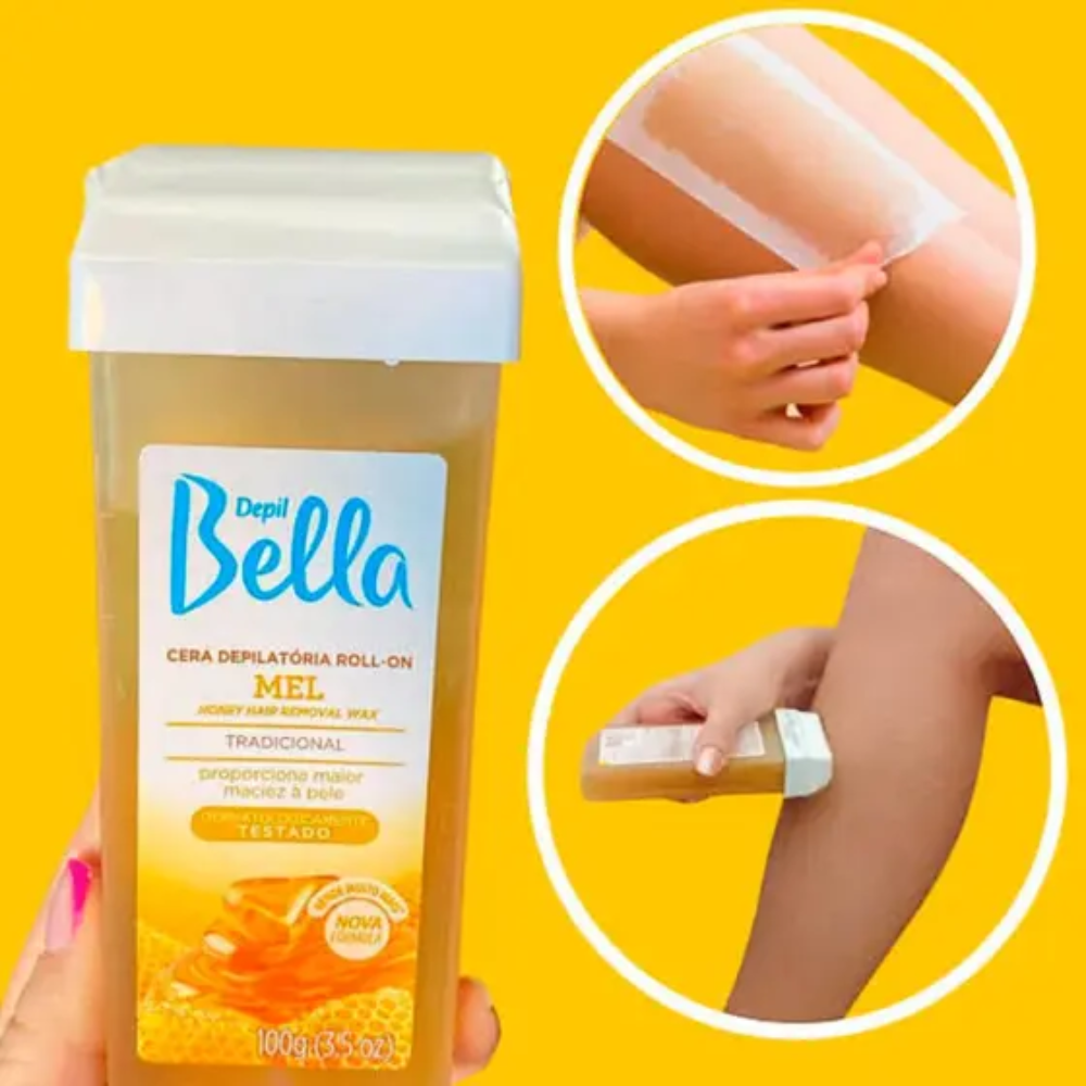 Kit 6 Refil Cera Depilatória Roll On Deo Mel Depil Bella 100g