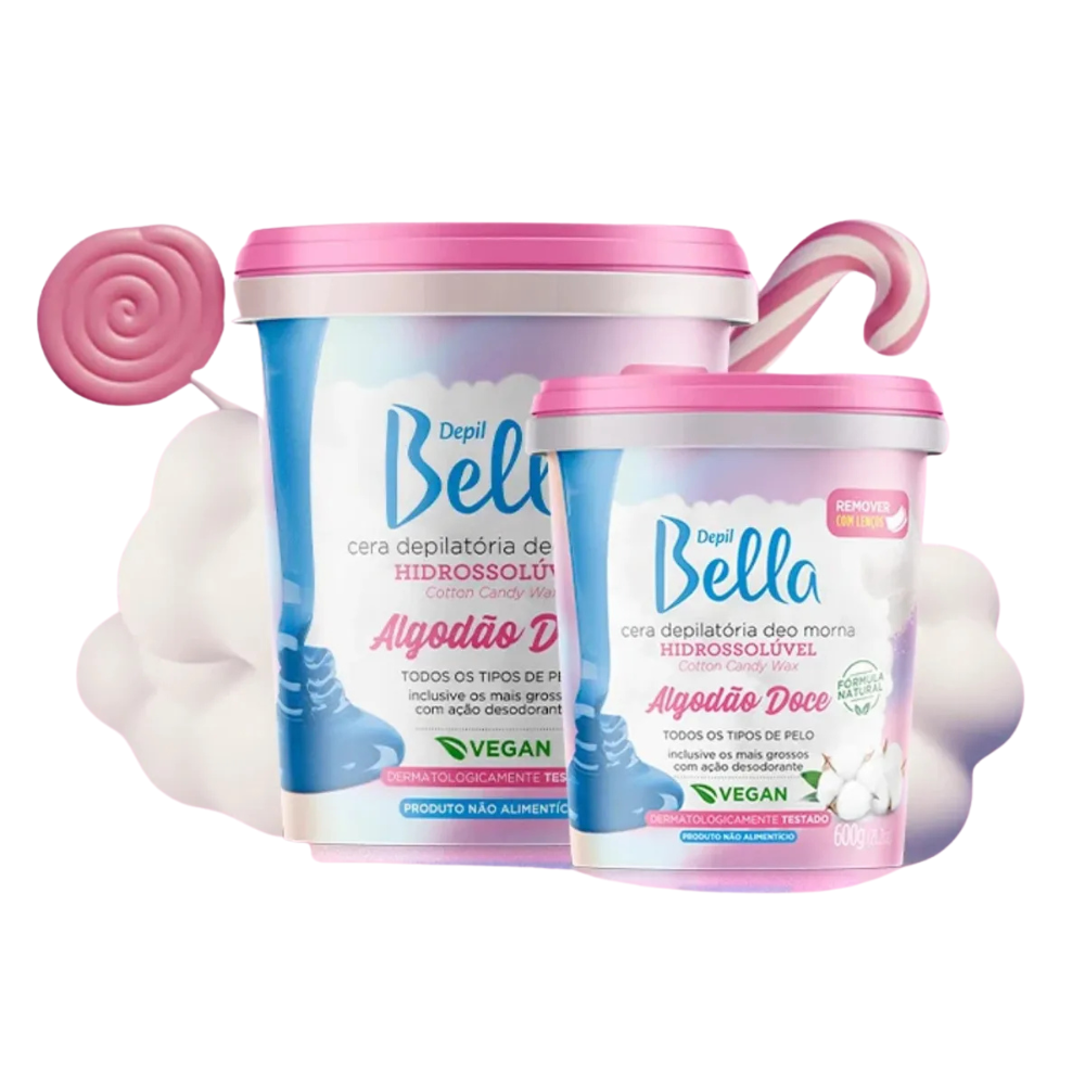 Cera Hidrossolúvel Algodão Doce Depil Bella 1,3kg
