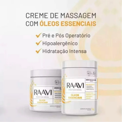 Creme De Massagem Corporal Óleos Essenciais Raavi 500g