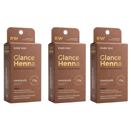 Kit 3 Hennas Glance Chocolate 1,5g  Rare Way