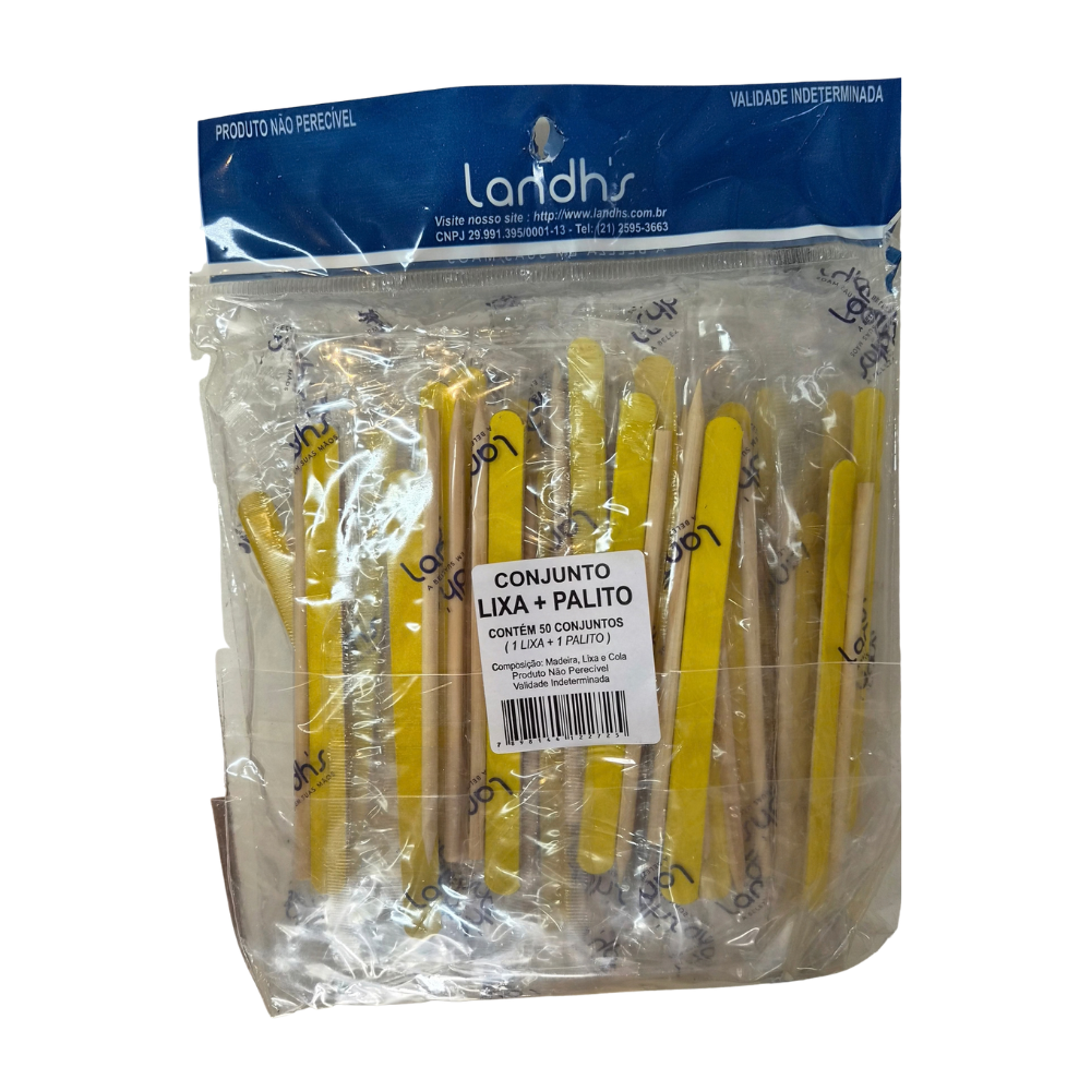Kit 50 Lixas + 50 Palitos Descartáveis Landh's