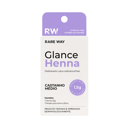 Kit Henna E Fixador Para Sobrancelhas Glance Mini Castanho Médio Rare Way 1,5g