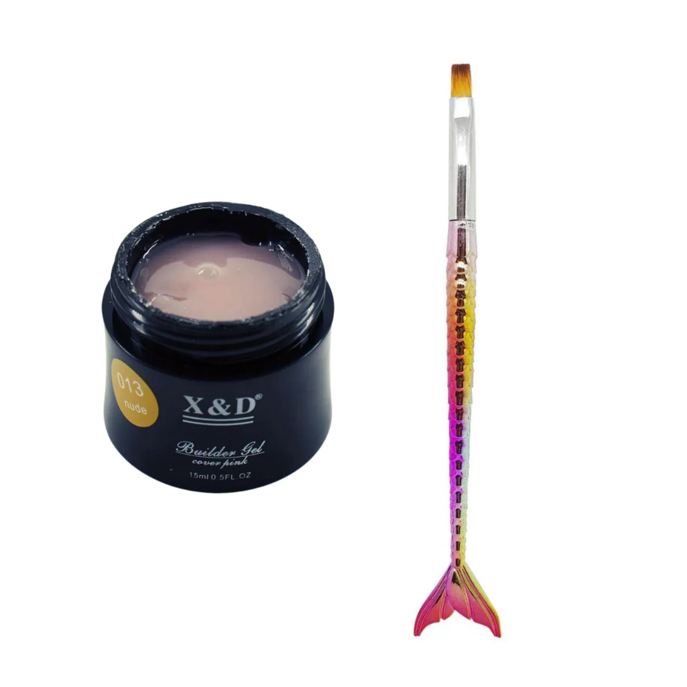 Kit Builder Gel XeD 15g Nude 13 + Pincel Reto Cabo De Sereia
