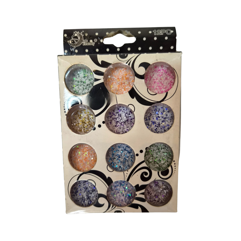 Kit Glitter Flocado Decoração Para As Unhas Miss Frandy 12 Peças
