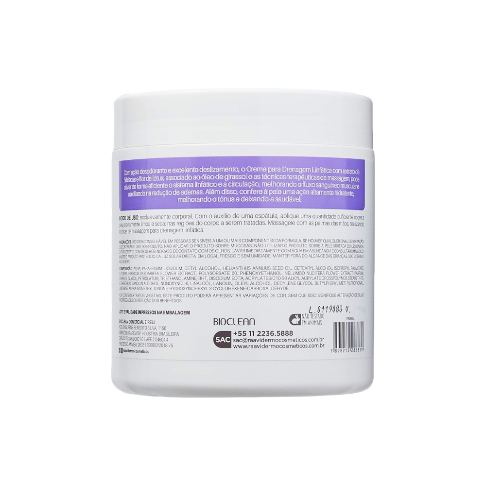Creme Corporal Drenagem Linfática Raavi 500g