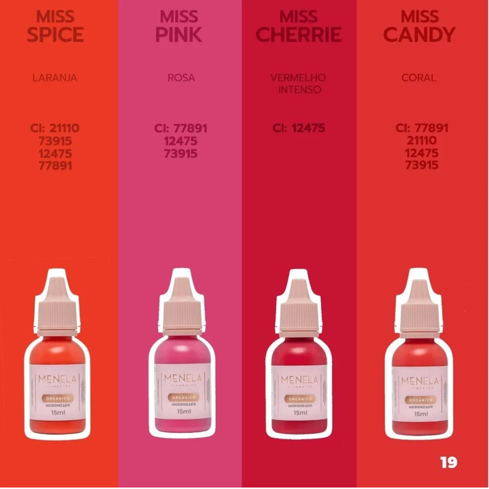 Pigmento Menela Miss Spice Laranja Orgânico Micropigmentação Labial 3ml
