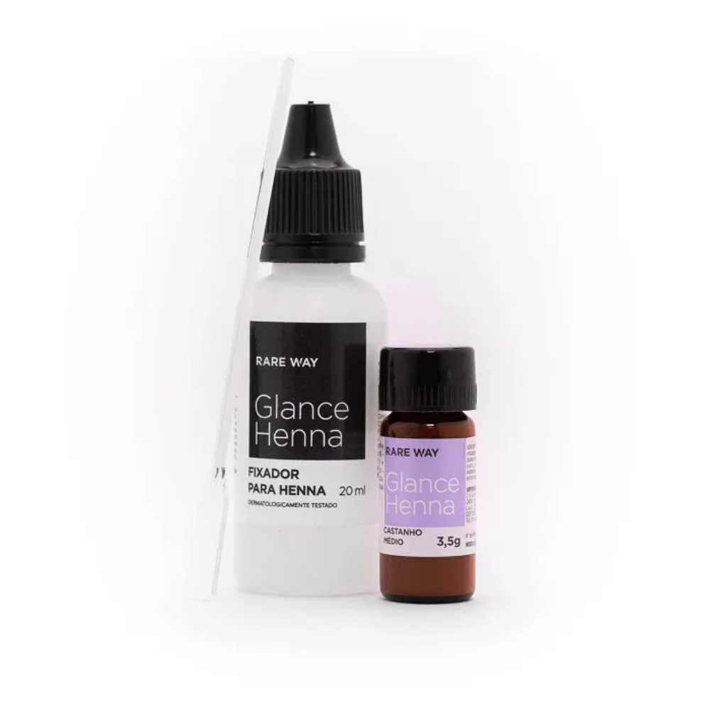 Kit Henna E Fixador Para Sobrancelhas Glance Castanho Médio Rare Way 3,5g