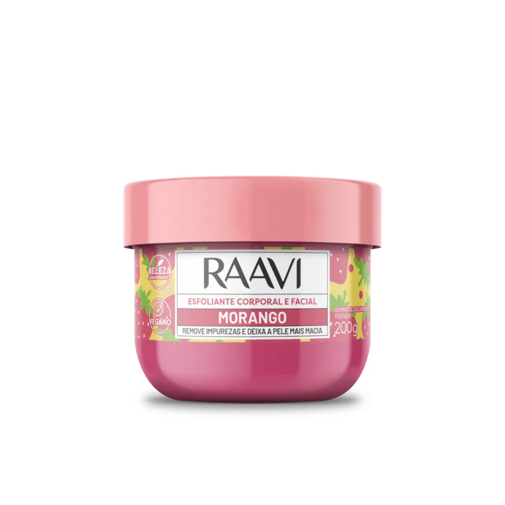 Esfoliante Corporal E Facial Morango Raavi 200g